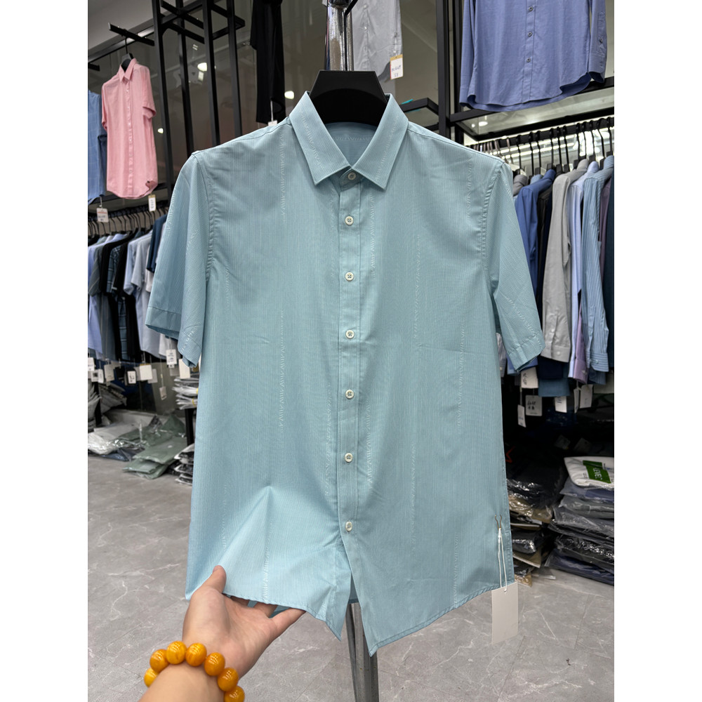 [Doujia Cut Label] Drape Silky Mens Summer Thin Business Casual Slim-fit Slimmer Lookเสื้อแขนสั้น