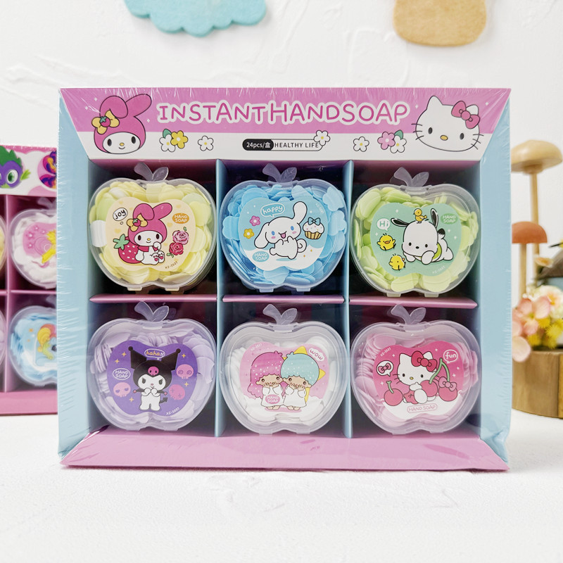 อะนิเมะ Sanrio Bear Head Kuromi Hand Wash Tablet Melody Box Soap Flower Hand Wash Tablet Color Soap Flower