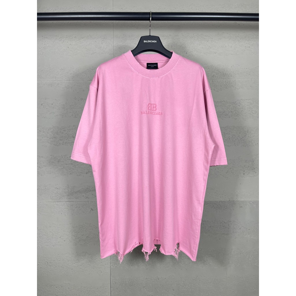 BALENCIAGA ฤดูร้อน Plus ขนาดแขนสั้นผู้ชายผู้หญิงคู่ Breathable กลางแจ้งที่มีสีสันผ้าฝ้าย Bottoming เ
