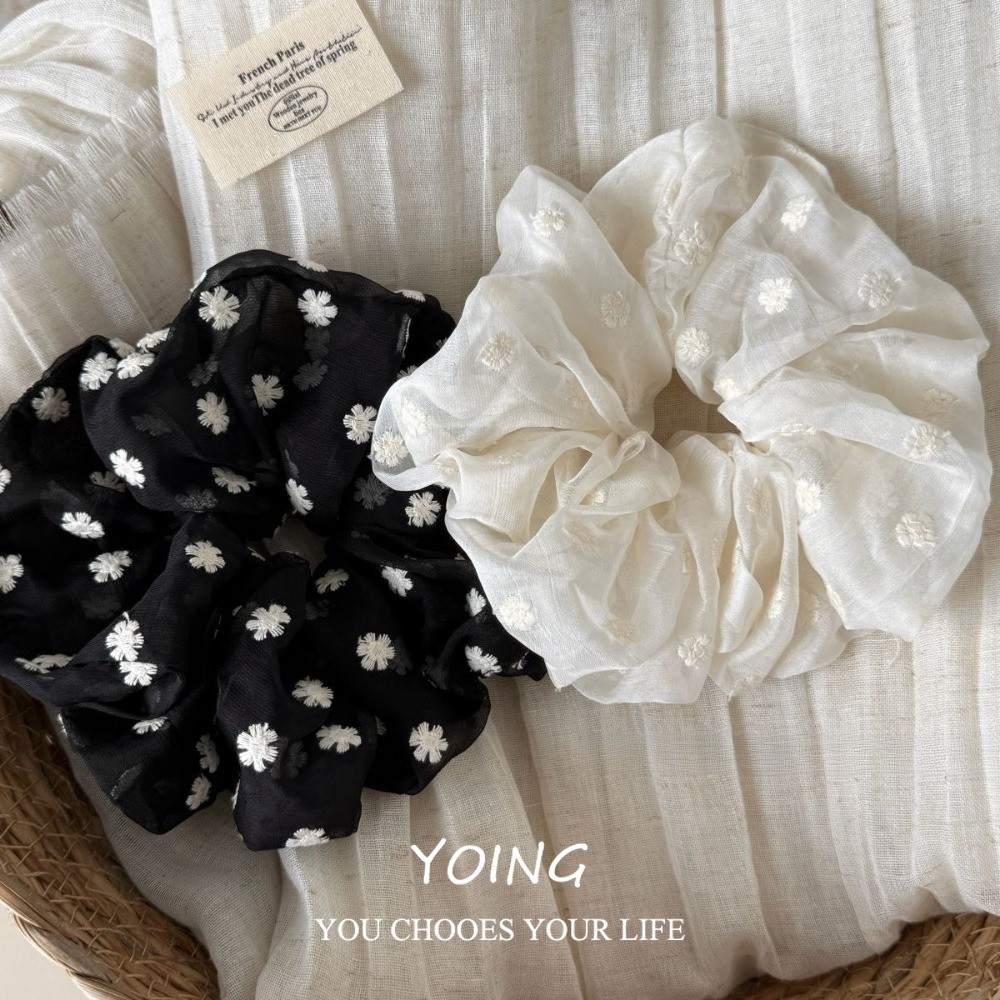 Yoing/สไตล์ใหม่สไตล์เกาหลีปักดอกไม้ Scrunchy ผม Tie สไตล์ขี้เกียจ Scrunchy อุปกรณ์เสริมผม