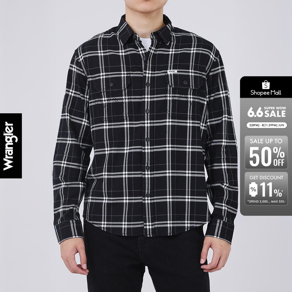 WRANGLER เสื้อเชิ้ตแขนยาวผู้ชาย รุ่น WR S226MSHLF08 สีดำ