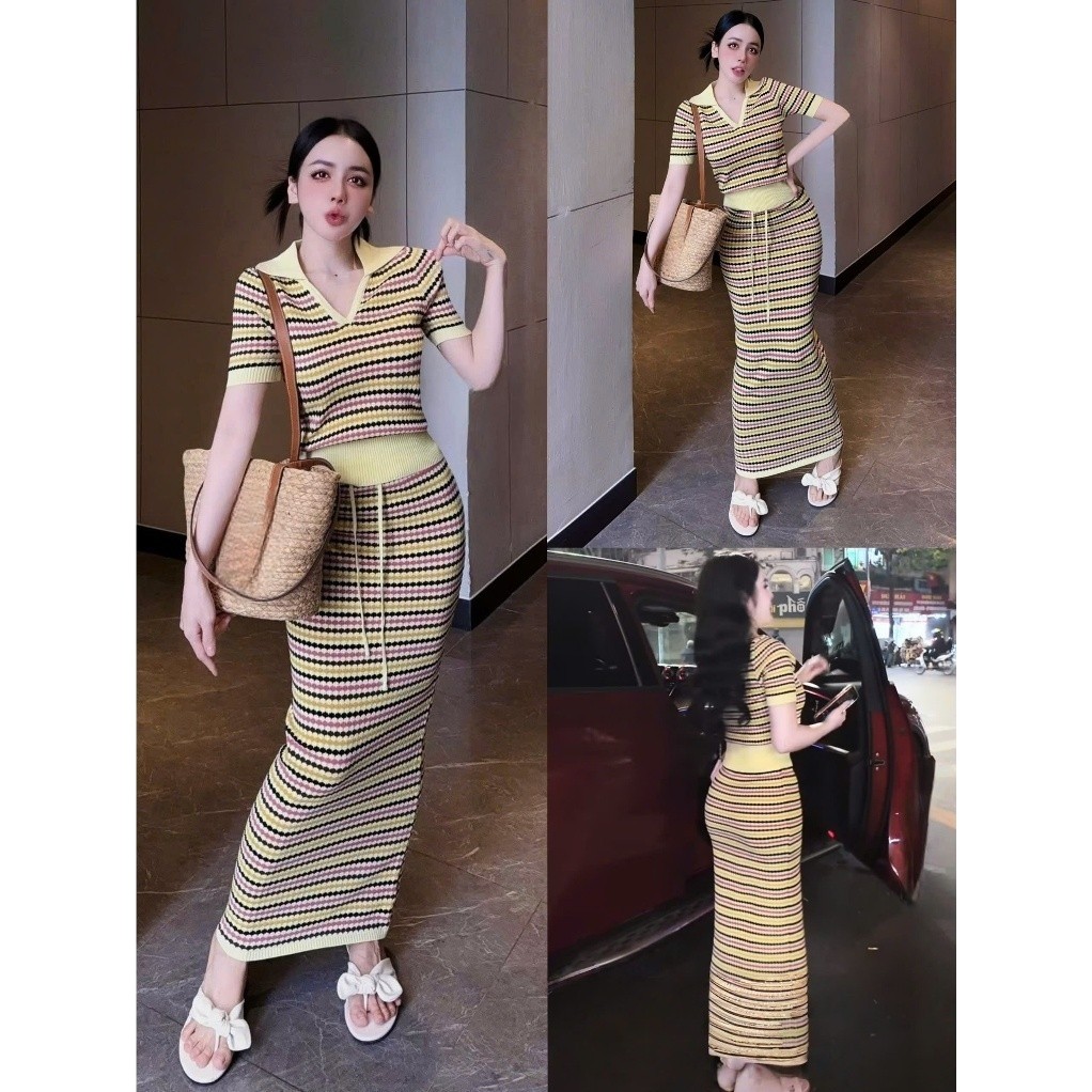 ชุดทําด้วยผ้าขนสัตว์ผู้หญิง เสื้อคลุมคอปกเปิดลงกับกระโปรงยาว โดย ฮะ-นางสาว704