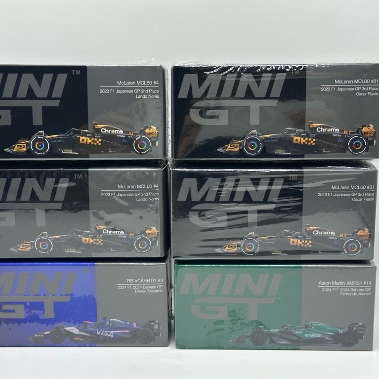 MINI GT No.767 - No.768 - No.999 - No.1006 - McLaren MCL60 & Aston Martin AMR24 & RB VCARB 01