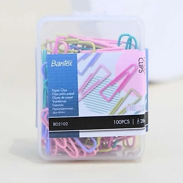 คลิปหนีบกระดาษ Bantex สีพาสเทล 100 ชิ้น BD2102 / BD2104