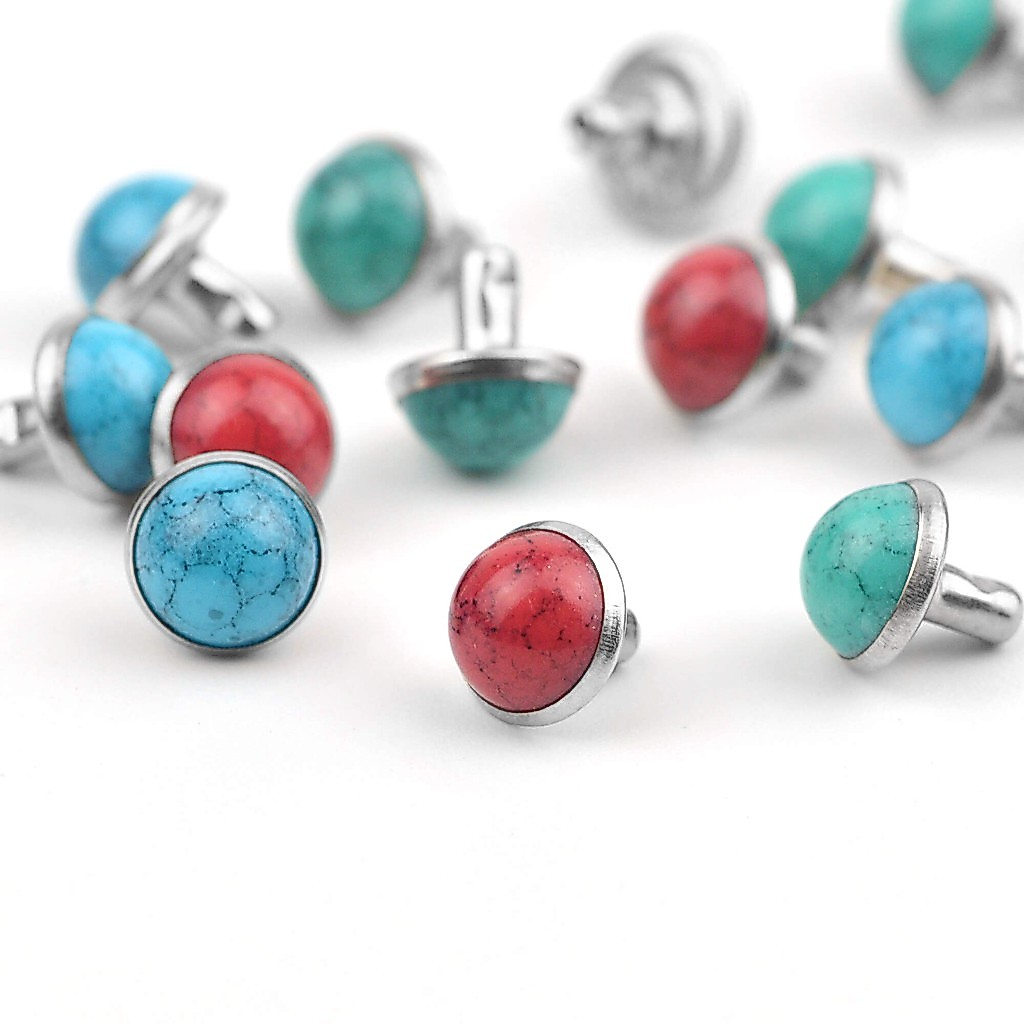 40pcs เรซิ่น Dome Studs เห็ด Rivets สําหรับ Handmade หนังหัตถกรรมเข็มขัด Embellishments 6, 8, 10 มม.