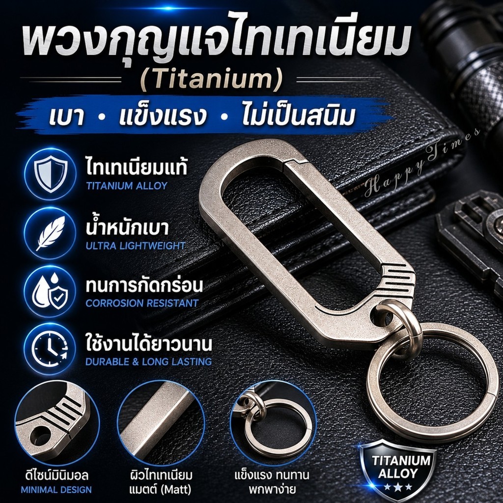 Titanium Keychain พวงกุญแจไทเทเนียม ตะขอเกี่ยวพวงกุญแจ EDC น้ำหนักเบา แข็งแรง ไม่เป็นสนิม