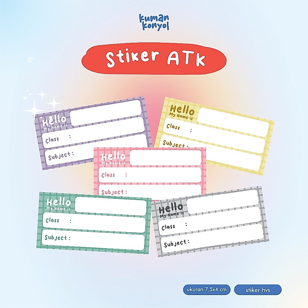 PLAIN CANDY NAME STICKERS - LESSON BOOK STICKERS - SCHOOL BOOK NAME LABELS - CUTE NAME LABELS - CUTE