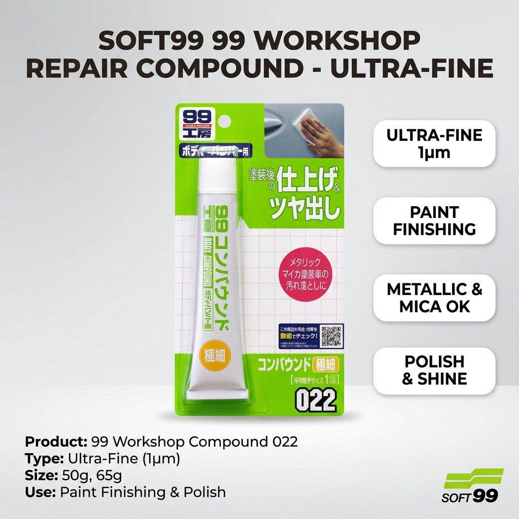 Soft99 99 Workshop Repair Compound - Ultra-Fine and Fine Grades for Automotive Paint Restoration and