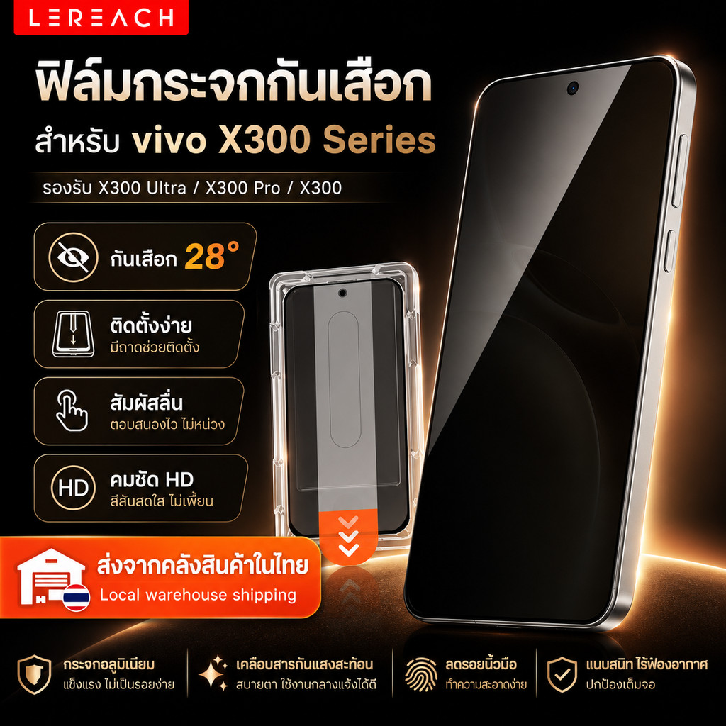 Lereach ฟิล์มกระจกกันเสือก สำหรับ vivo X300 Ultra X300 Pro X300