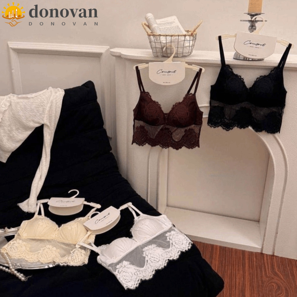 DONVAN เสื้อลูกไม้, รัดตัวลูกไม้ดอกไม้โปร่งใส, เสื้อกล้ามตาข่าย French Slim fit Crop Tops Travel