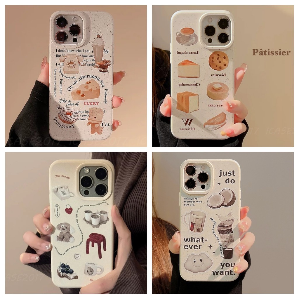 Retro ภาพประกอบขนมที่ไม่ซ้ํากัน VIVO Y39 Y38 Y27 V70 V40 V30 X300 Pro X200 FE เคสโทรศัพท์กันกระแทกคว
