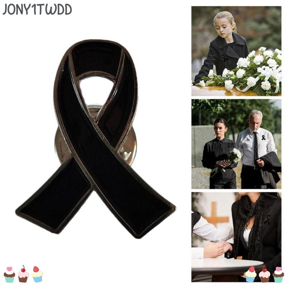 JONY1TWDD เข็มกลัดริบบิ้นสีดําอนุสรณ์,หมุดป้ายสีดําแบบพกพาของที่ระลึก,หมุดโบว์ริบบิ้นสีดําควีนสําหรับงานศพและไว้ทุกข์