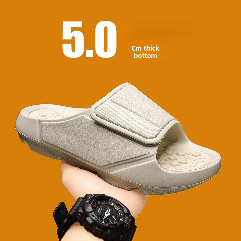 ฤดูร้อนสไตล์ใหม่นวดคู่ด้านล่าง Velcro Flip-Flops Anti-Slip Wear-Resist