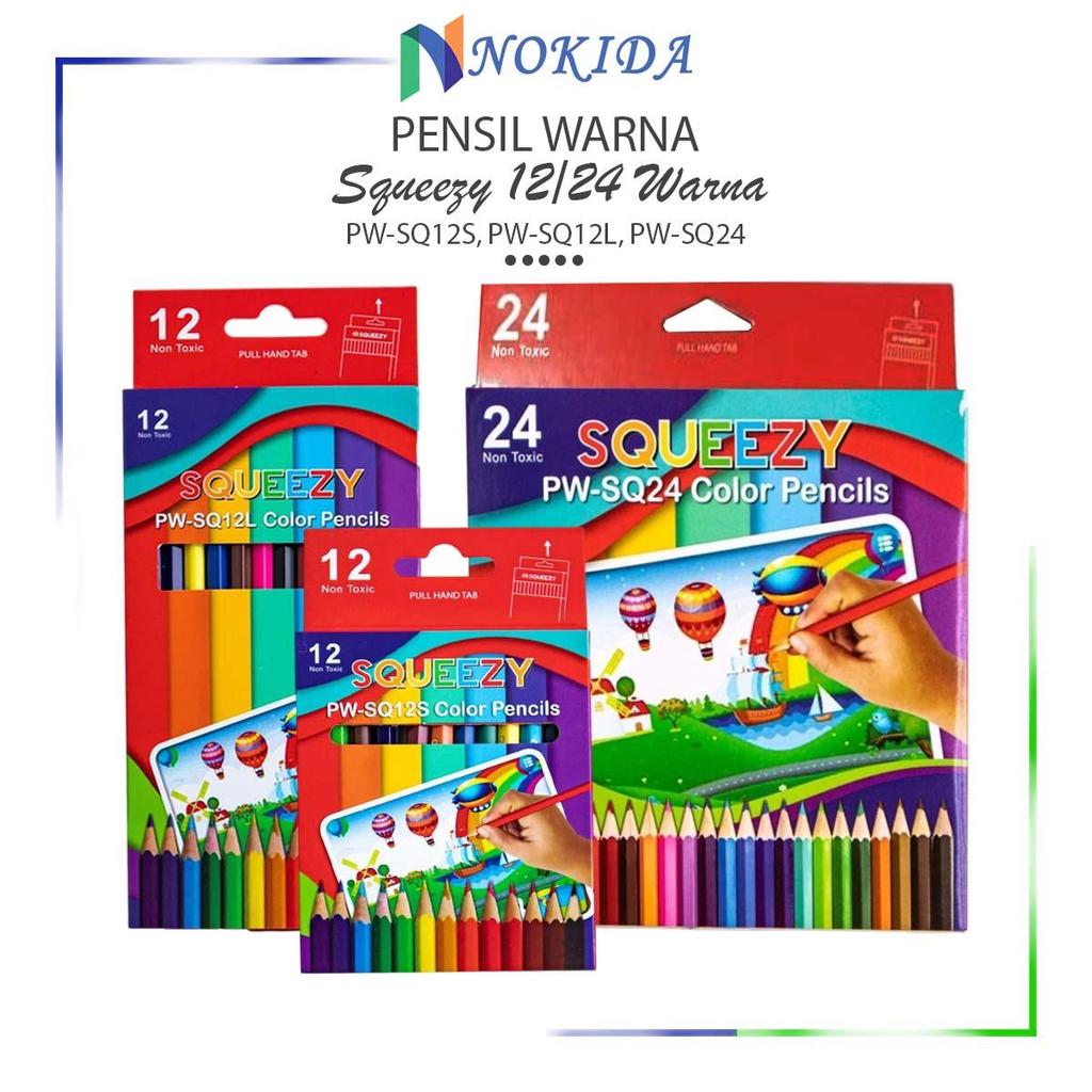 ดินสอสี Nokida Squeezy PW-SQ12S PW-SQ12L ER-SQ24 / ดินสอ 12 / 24 สียาวและสั้น / ดินสอสี