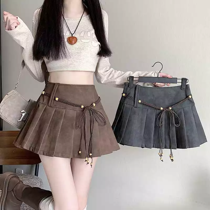 Laterme กระโปรงจีบผู้หญิง เอวสูง มีซับใน สไตล์เกาหลี