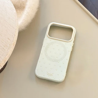 Simple ins Polka Dot เหมาะสําหรับ Apple 17pro max เคสโทรศัพท์ iphone16 นูน Glitter 15 วงเล็บแม่เหล็ก