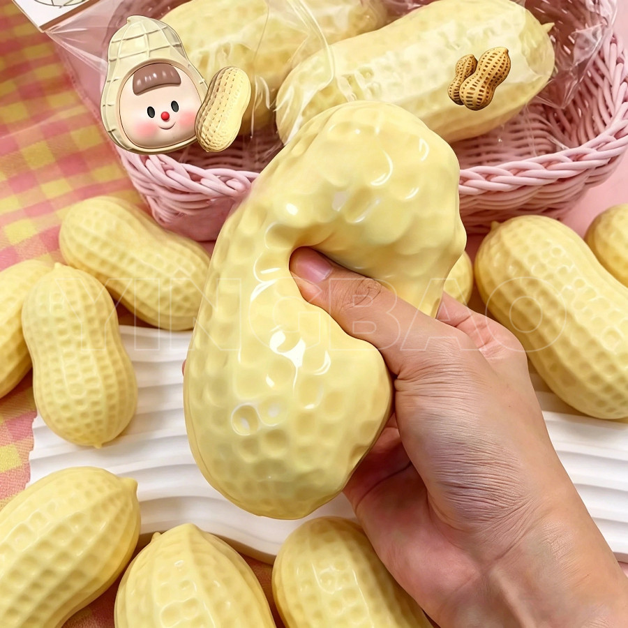 3PCS ถั่วลิสงความเครียด Ball Crunchy Squeeze Ball Squishy ของเล่น Buttery-Soft Feel Fidget Sensory ของเล่น Anti Stress ของเล่นสําหรับเด็กและผู้ใหญ่