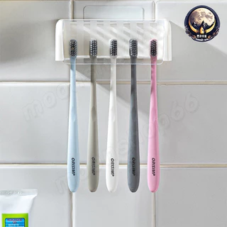 ที่แขวนแปรงสีฟัน 5 ช่อง มีฝาปิดติดผนังไม่ต้องเจาะ ที่เก็บแปรงสีฟันติดผนัง
