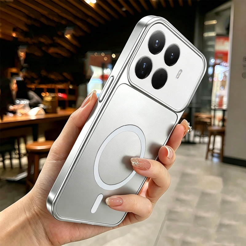 สําหรับXiaomi 15t 15 pro 15 ultra 5Gเคสโทรศัพท์Softcaseกันกระแทกออกแบบใหม่ความงามMatteโลหะเงินสําหรับสาวแม่เหล็ก DSCBS1