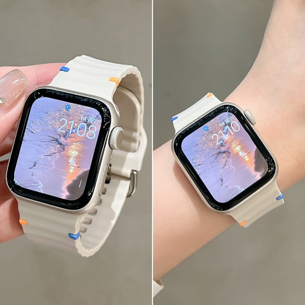 สองสีซิลิโคนสําหรับ Apple Watch S11 10 9 8 7 6 5 4 กับ3 กีฬานาฬิกาสําหรับ iWatch 49mm 46mm 45mm 44mm 42mm 41mm 40mm 38mm ระบายอาก