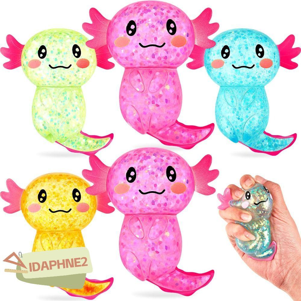 IDAPHNE2 Squishy Stress Glitter, Sugar Filled Soothing Texture Axolotl Squishy ของเล่น, Glitter น่ารักรูปร่างน่ารัก Glitter Stress Ball เครื่องมือผ่อนคลาย