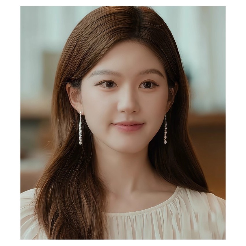 < Xu Me Dazzling > Xu Yan สไตล์เดียวกันกระพริบเซอร์โคเนียมต่างหูมุกไหลหญิงหรูหราต่างหูระดับไฮเอนด์