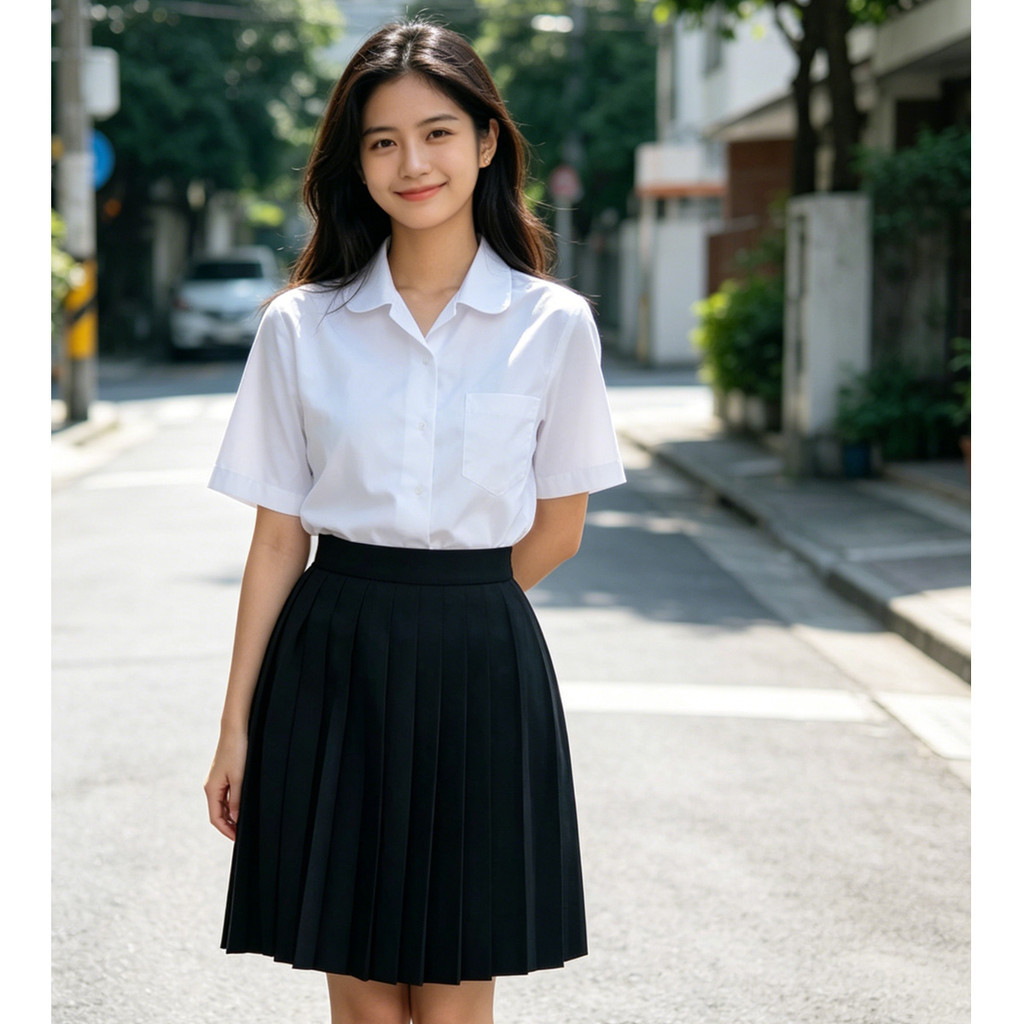 กระโปรงพลีทนักศึกษาสีดำ เกรดพรีเมียม จีบถาวร รูปที่ 3