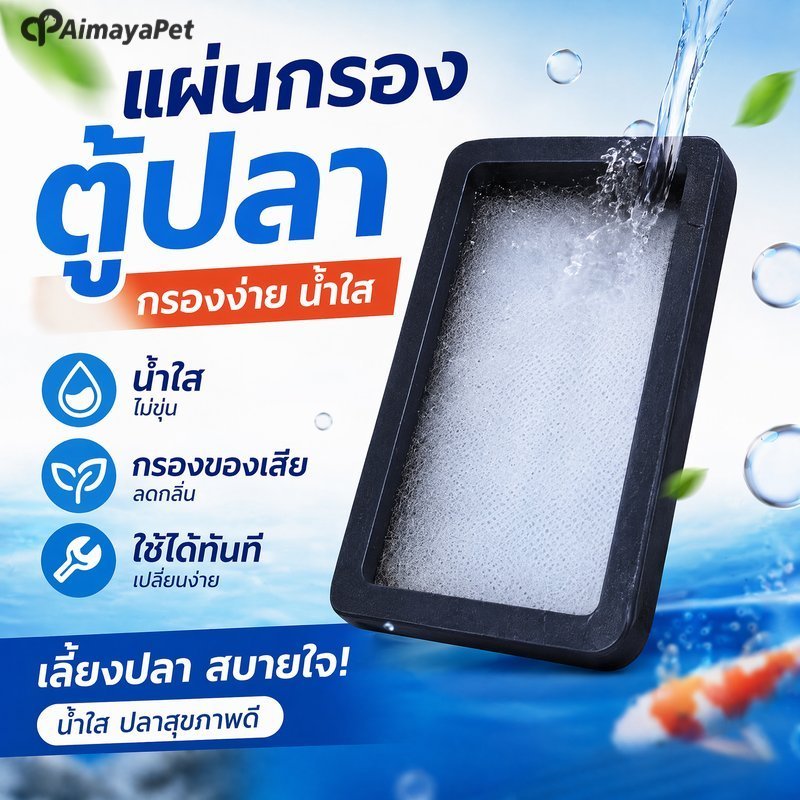 AimayaPet แผ่นกรองตู้ปลา ตะแกรงกรองขี้ปลา แผ่นกรองน้ำ ตาข่ายเอียง กรองของเสีย น้ำใส ดูแลง่าย ใช้ซ้ำได้