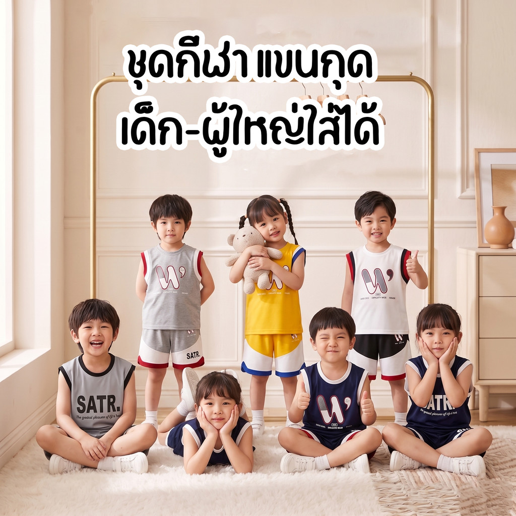 Dolemi Baby เซ็ตแขนกุด สกรีนตัว2 สี เสื้อแขนสั้น กางเกงขาสั้น เซท 2 ชิ้น ใส่เที่ยวเท่ห์ๆ ด้วยชุดเซท เนื้อผ้านุ่ม