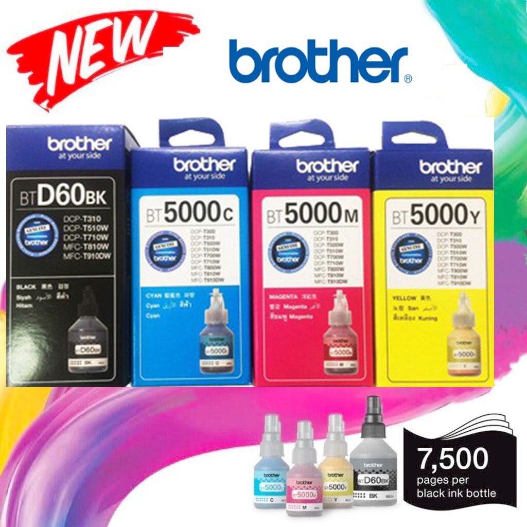 แท้100% Brother หมึก BT-D60BK, BT5000C/M/Y 4สี DCP-T220 T310 T420W T510W T520W T710W T720W T820W T910W