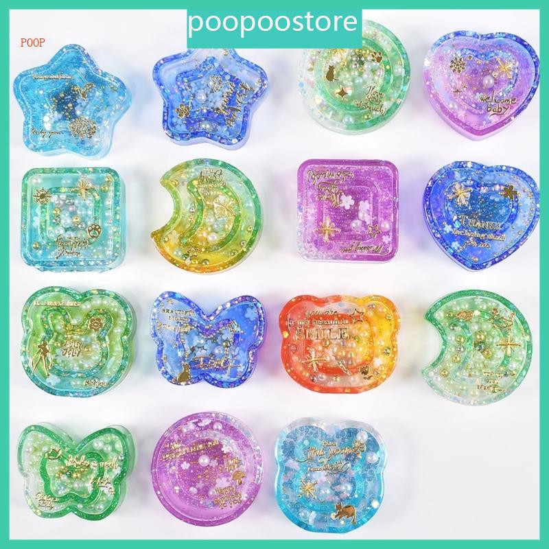 POOP เรซิ่น Shaker Molds ชุดพร้อมฟิล์มซีล 10 ชิ้น แม่พิมพ์ซิลิโคนรูปทรงดวงจันทร์ดาว