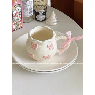 แก้วนม แก้วกาแฟ insโบว์โบว์เล็ก🎀 3D ใช้ไมโครเวฟได้ เหมาะมากสำหรับเป็นของขวัญ พร้อมส่ง