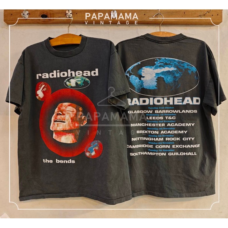[ RADIOHEAD ] the bends England tour Bio Washed เสื้อวินเทจ เสื้อทัวร์ วงร๊อค papamama vintage shirt