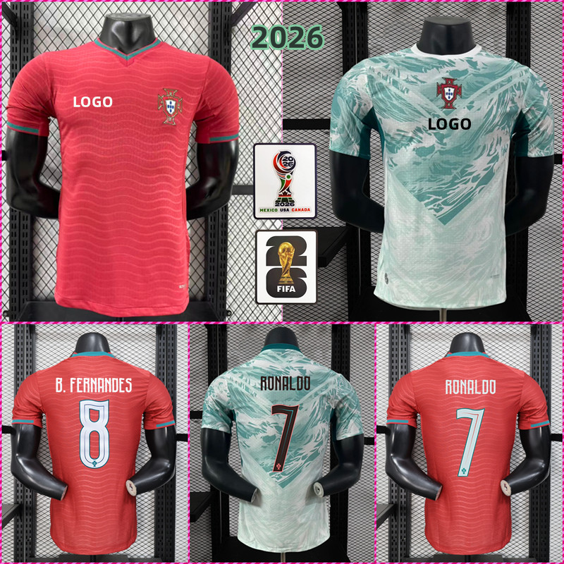 Player Version 2026 Portugal Home Away เสื้อยืดแขนสั้นผู้ชาย