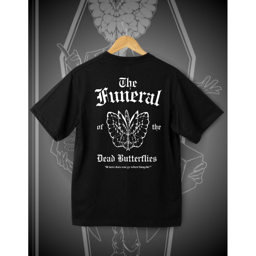 เสื้อยืดลายผีเสื้อสไตล์โกธิค "The Funeral of the Dead Butterflies" แขนสั้น คอกลม สวมใส่ได้ทั้งชายและหญิง ขนาด S-5XL