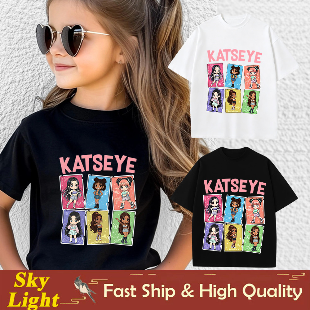 COD Kpop KATSEYE เสื้อยืดสําหรับเด็กหญิงผู้หญิงผู้ชายเสื้อสําหรับผู้ใหญ่สไตล์เกาหลีอินเทรนด์ Comfy แขนสั้น Easy Care Tee