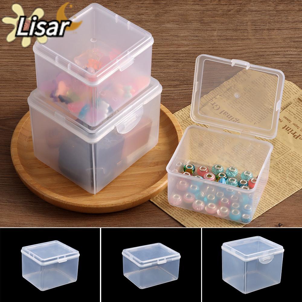 LISAR กล่องเก็บของ 1 ชิ้น, รูปทรงสี่เหลี่ยมผืนผ้าที่เก็บของอเนกประสงค์, พลาสติกใสพร้อมฝาปิดขนาดเล็กคอนเทนเนอร์จัดเก็บเครื่องประดับที่คาดผม