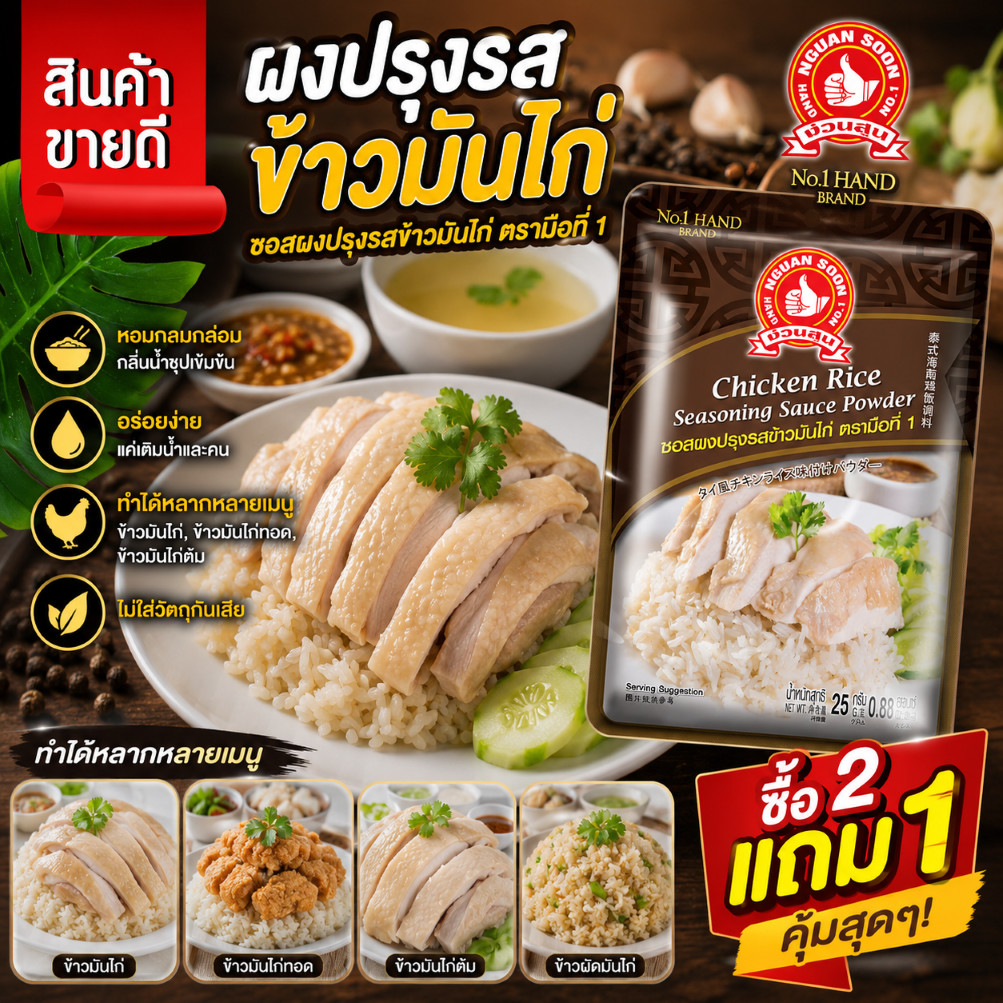 ซอสผงปรุงรสข้าวมันไก่ 25 g มือที่ 1 Chicken Rice Seasoning Sauce Powderer