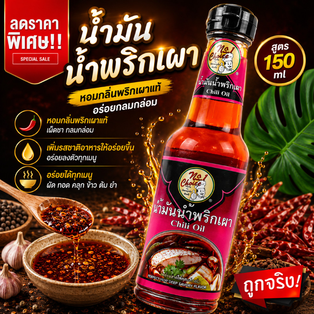 [นัมเบอร์วัน ช้อยส์] ง่วนสูน น้ำมันน้ำพริกเผา 150 ml Chili Oil