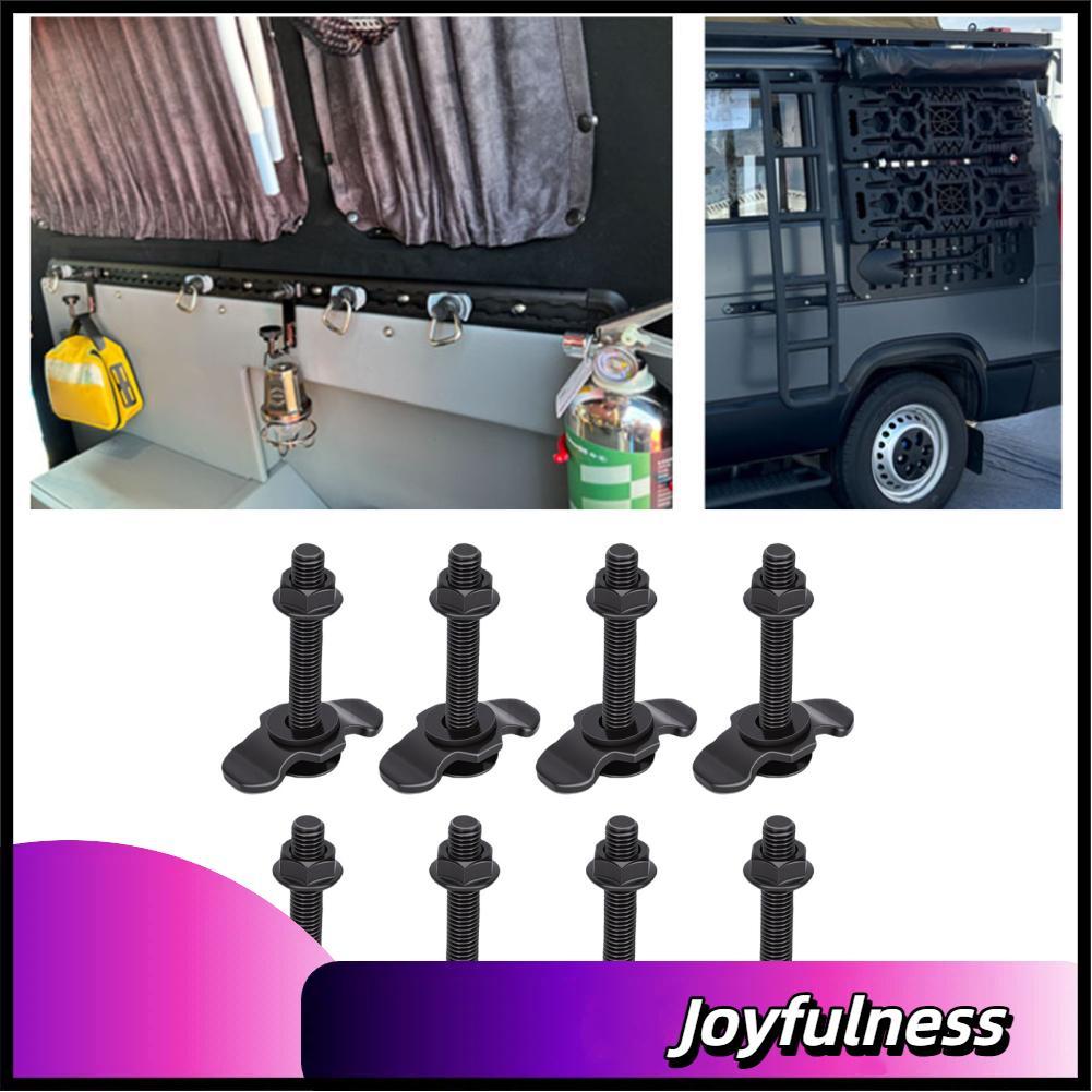 Joyfulness Joyfulness Aramox 8 แพ็ค L Track สตั๊ดเกลียวฟิตติ้งเหล็กชุบสังกะสีอ่อนนุชสำหรับรถบรรทุกรถพ่วง Cargo Control รถกระบะ RV ATV (สีดำ)