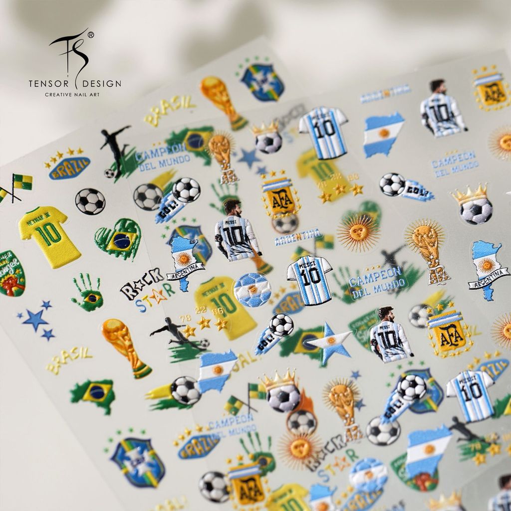 [Meow.Sensei] TENSOR World Cup Theme สติกเกอร์แต่งเล็บ DP427 นูนการ์ตูนฟุตบอลโลกสไตล์กีฬาเล็บสติกเกอร์