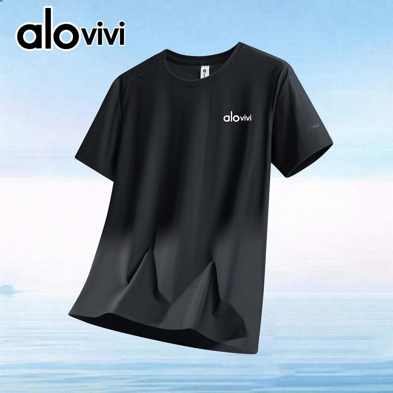 ALOS ผู้ชายสบายๆผ้าฝ้ายแท้สบาย Casual เสื้อยืดฟิตเนสกีฬา Breathable รอบคอแขนสั้นเสื้อ dgd