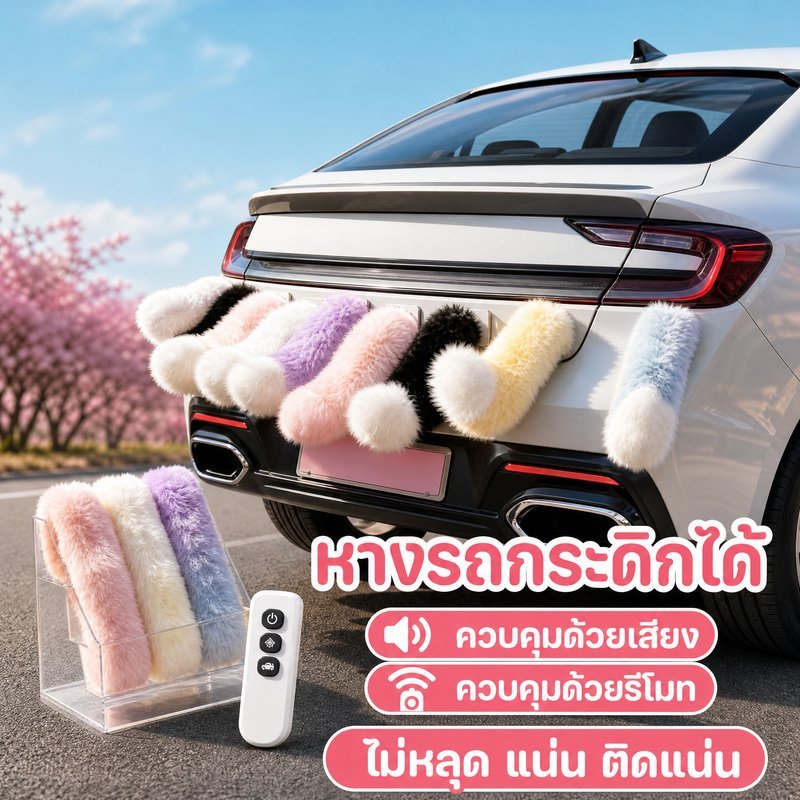 COD หางรถยนต์ไฟฟ้า หางสัตว์ติดรถ ขยับได้ รีโมท สั่งเสียง itasha กันน้ำ ตกแต่งท้ายรถแนวอนิเมะ