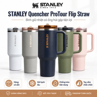 Bình giữ nhiệt Stanley Quencher Protour Flip Straw Tumbler 40oz -18/8 stainless steel,Không BPA ,Siêu chống rò nước