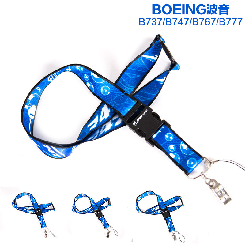 BOEING B777 เครื่องบินสีฟ้ารุ่นกว้าง ID ผู้ถือ Lanyard Unit Card Holder Badge Boarding Pass