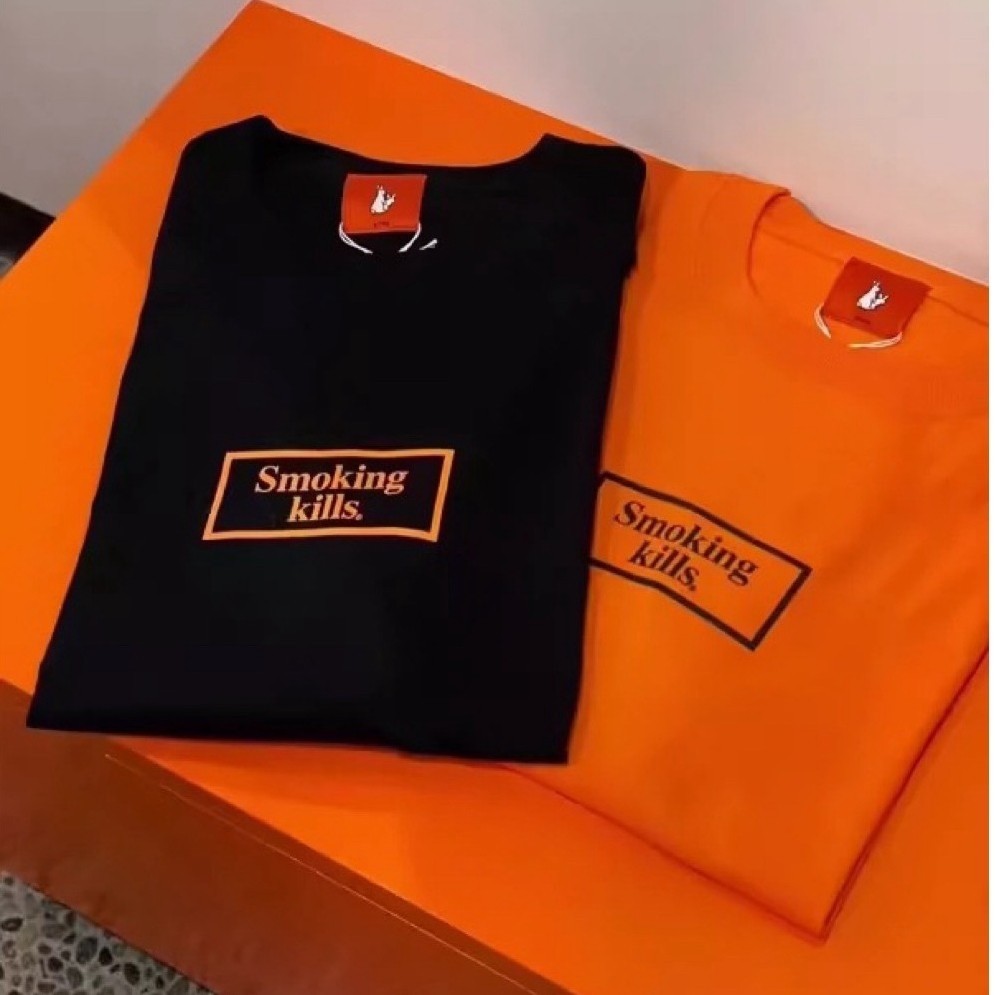F169 FR2 เสื้อยืด Orange Smoking Kills (สีดํา) S-5XL