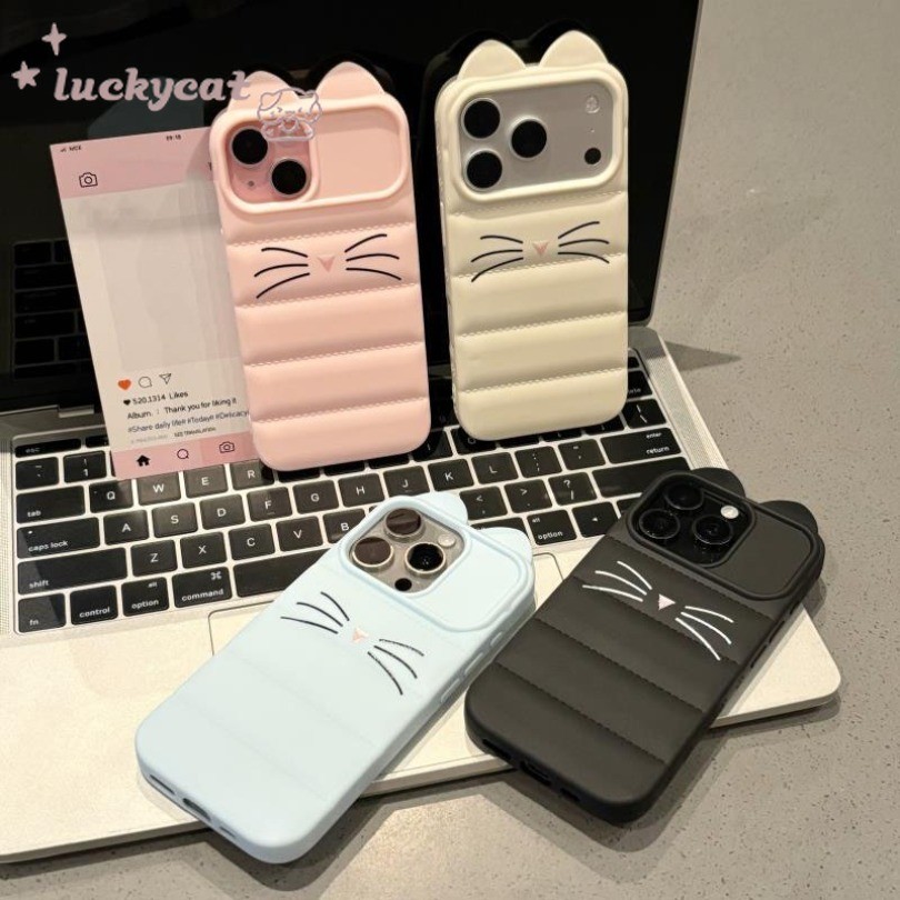 น่ารักเรียบง่ายแมวเคราหูแมวนุ่มเคสโทรศัพท์สําหรับ ไอโฟน 17 16 15 14 13 12 11 มือโปร สูงสุด 16 15 14 บวก