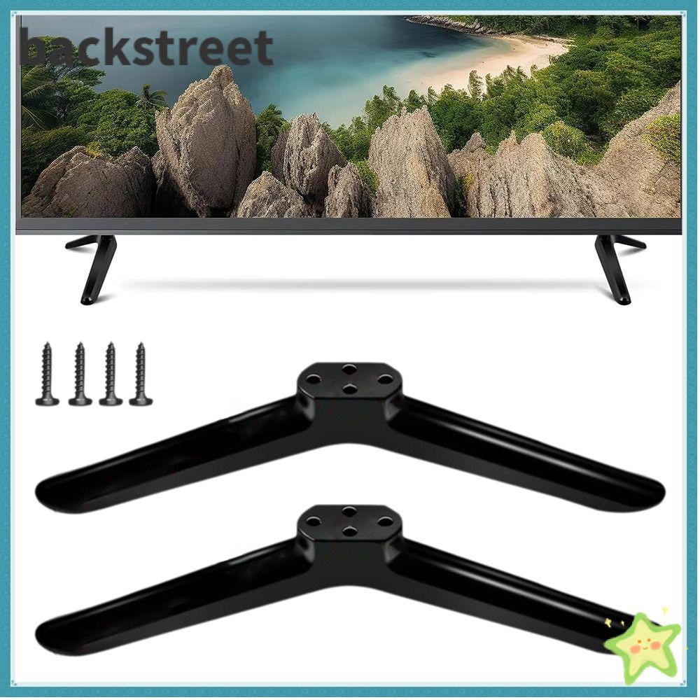 BACKSTAGEREETDVKU TV Base Stand Legs, สีดําพร้อมสกรู TV Stand Base Mount, Universal Pestle Feet Brac