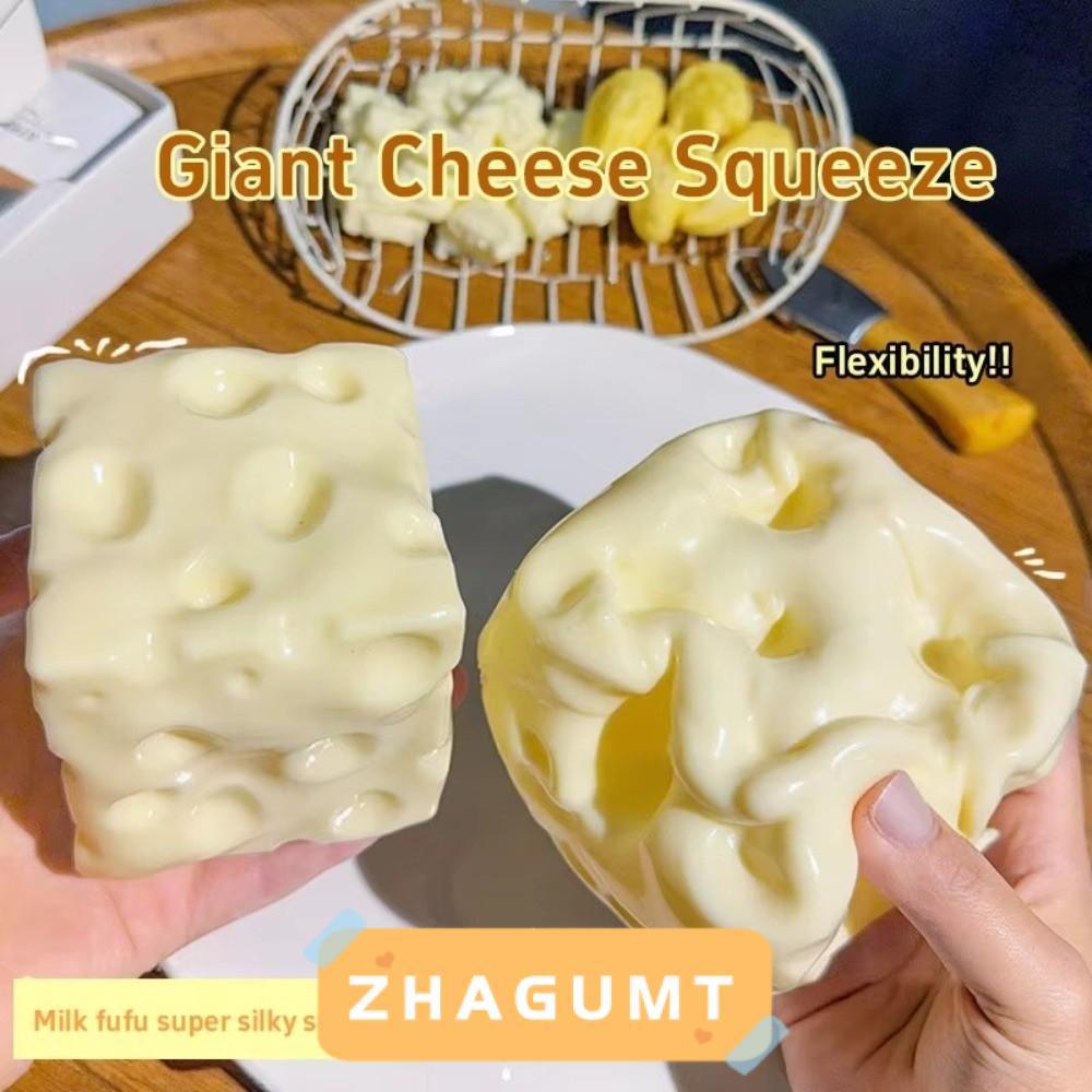 ZHAGUMT366KB Jumbo Cheese Cube ความเครียด Ball, Non-Bounce Shapeable Cheese Pinch ของเล่น, นวด Squishy Texture Anti-Stress ชีสบีบ Fidget ของเล่นเด็กผู้ใหญ่