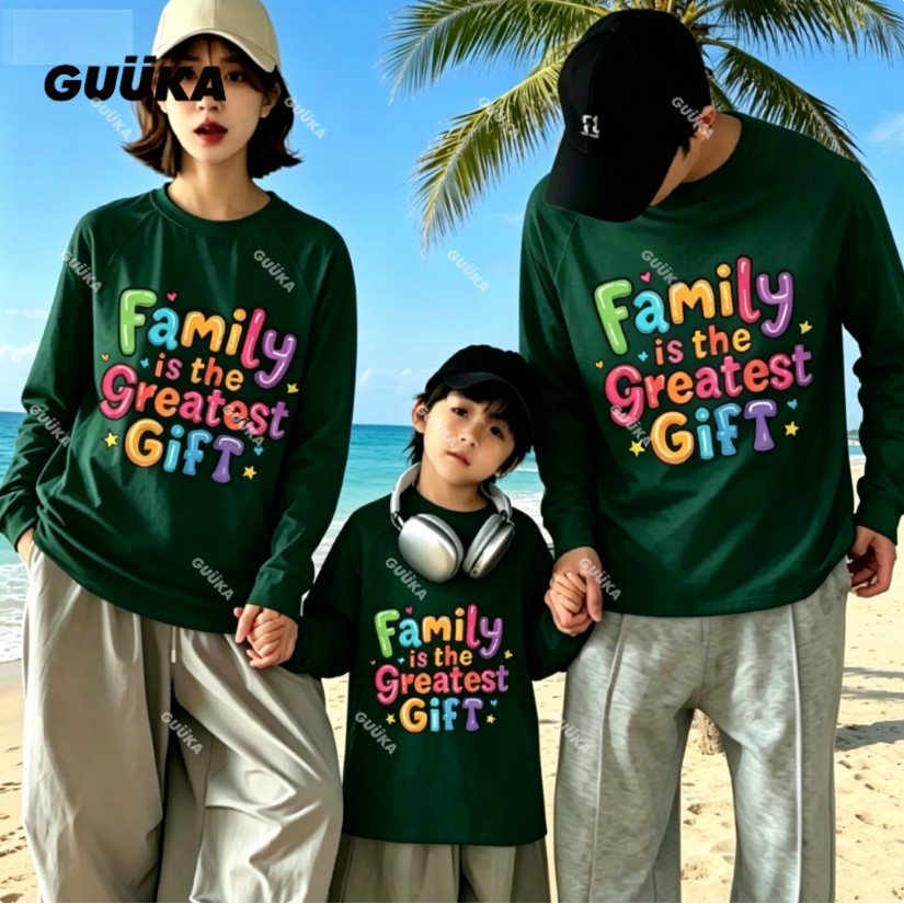 GUUKA เสื้อผ้าเยาวชนเยาวชนแขนยาว,ครอบครัวชุดครอบครัววันและชายหาด